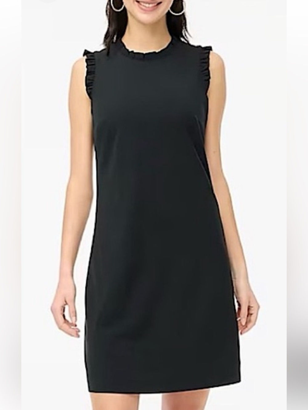 LOFT Black Sleeveless Ruffle-Trim Shift Dress in size 12Petite - Picture 1 of 6